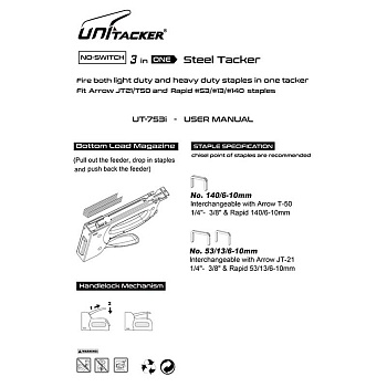 Степлер Unitacker 3 в 1 STA753BC